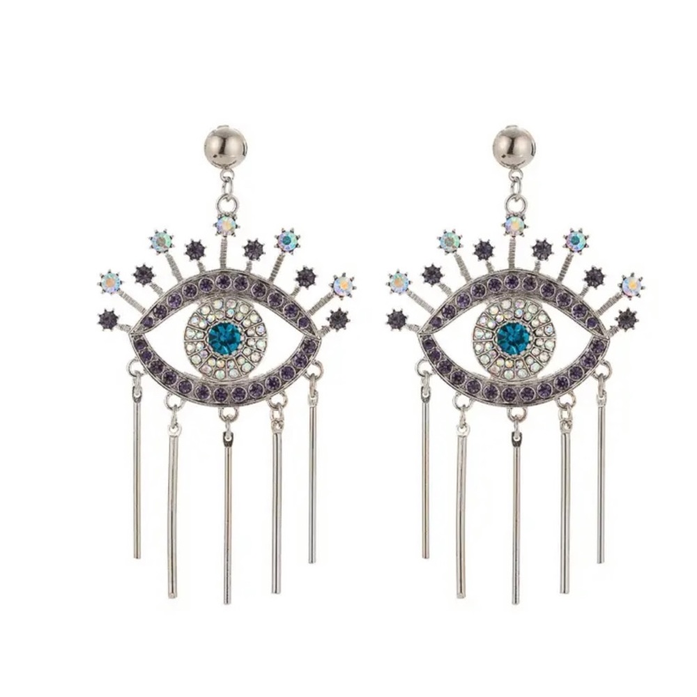 New Luxury Rhinestone Evil Eye drop earrings